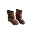 New autumn and winter Martin boots women's Maillard platform heightening short locomotive slack wrinkled stack boots