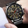 3pcs/set, 1pc Men's Fashion Casual Stainless Steel Mesh Band Quartz Watch & 1pc Bracelet & 1pc Necklace with