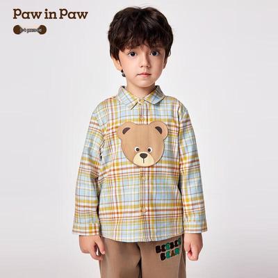 PawinPaw Baby Boy's Cartoon Bear Plaid Shirt