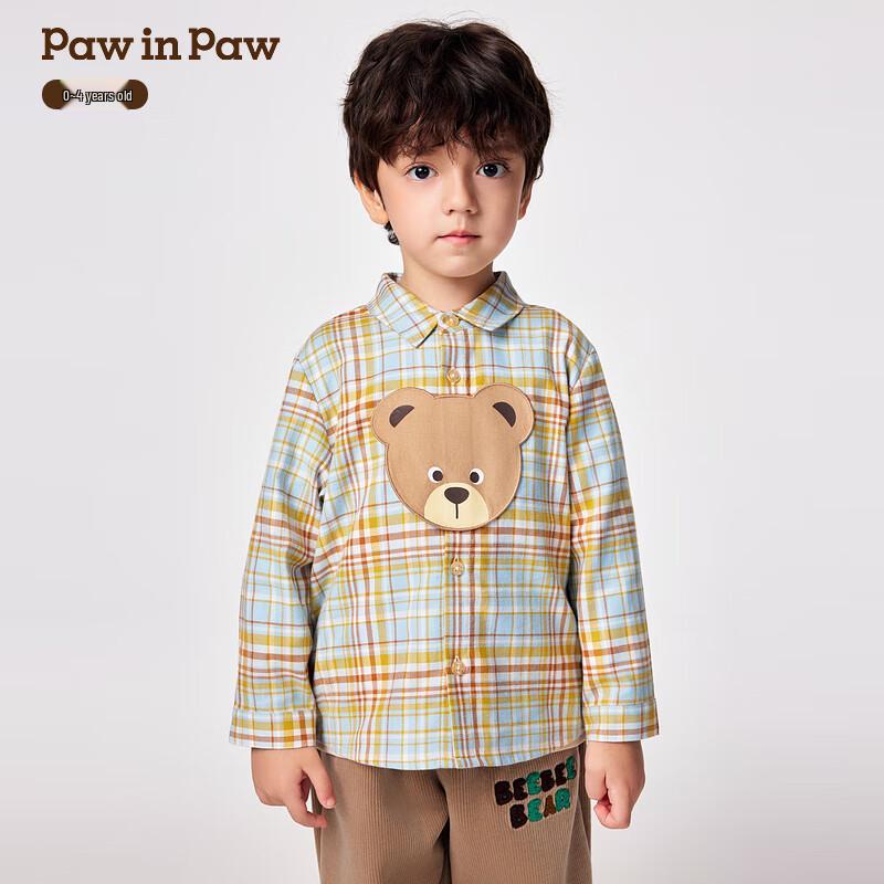 PawinPaw Baby Boy s Cartoon Bear Plaid Shirt 90
