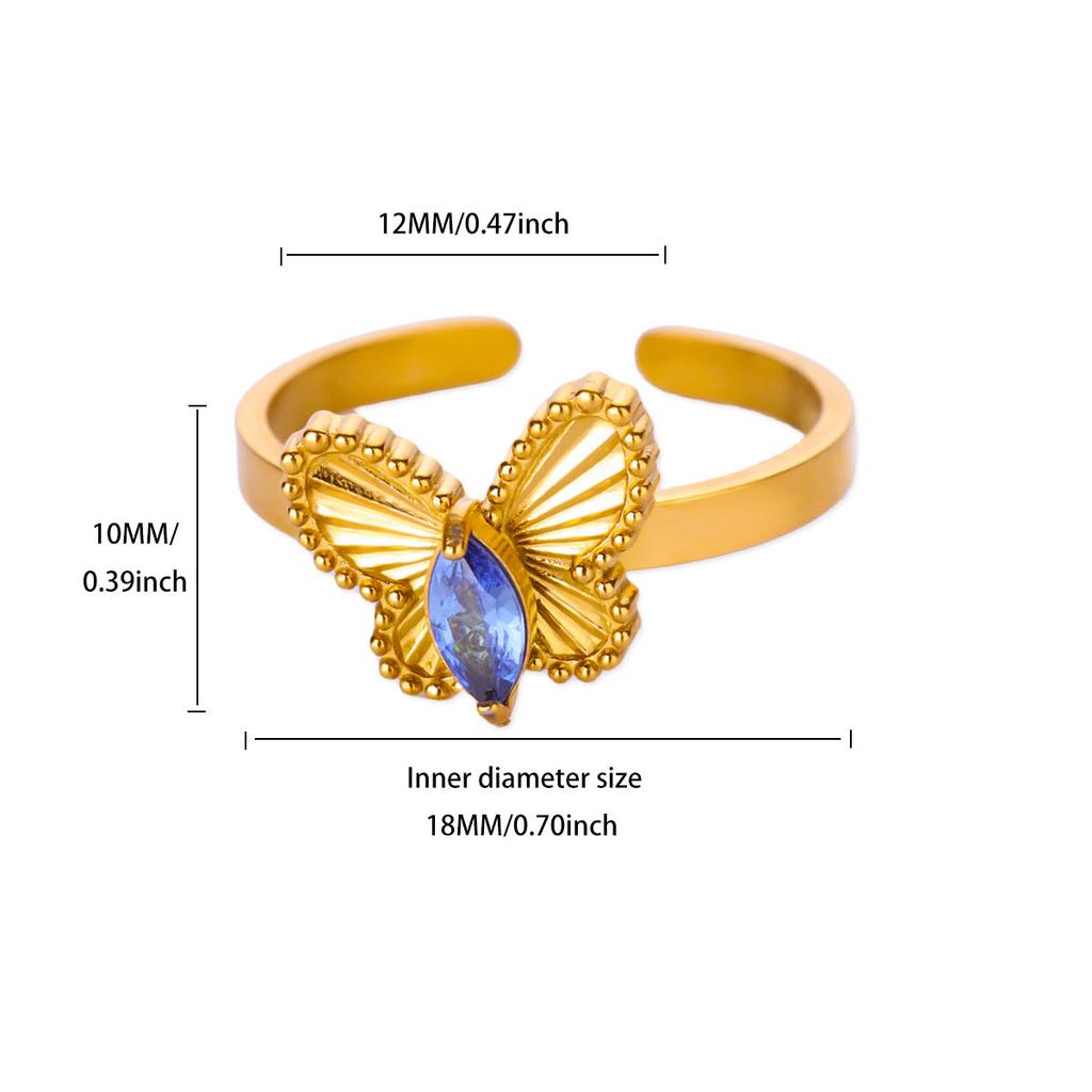 Dainty Four Leaf Clover Butterfly Stainless Steel Rings Gold Color Anti Fading Ring for Women Jewelry Wedding Accessories Gifts