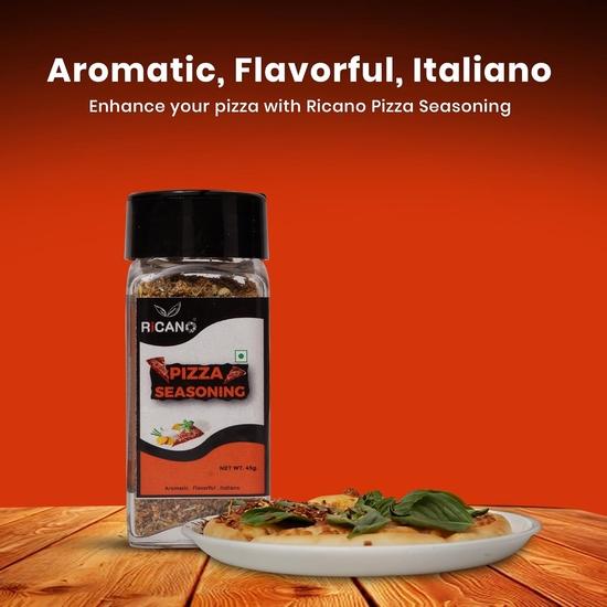 Ricano Pizza Mix Seasoning 45g | Italian Flavor Enhancer | Garlic Bits, Oregano, Thyme | Ideal for Pizza, Pasta, Soups(45g, Pack of 1)