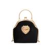 Fashion Chains Velvet Frame Heart Dinner Hand Bags Hot Sale Diamonds Shoulder Bag High Quality Sweet Crossbody Bags for Women