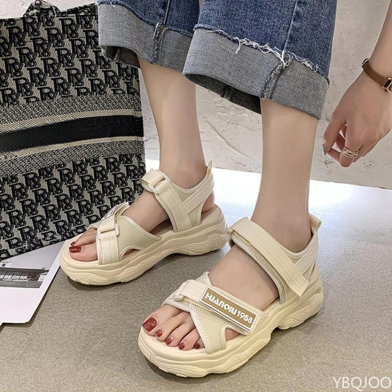 2026 Women's Sports Sandals Summer hollow Flats Versatile thick soled beach shoes Casual comfortable ladies sandal Zapatos Mujer