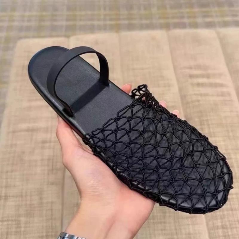 

Women Flat Fishing 2024 Net Slippers New Breathable Branded Designer Sandals Women Skeleton Mesh Mule Slippers Slides Women 35 чёрный