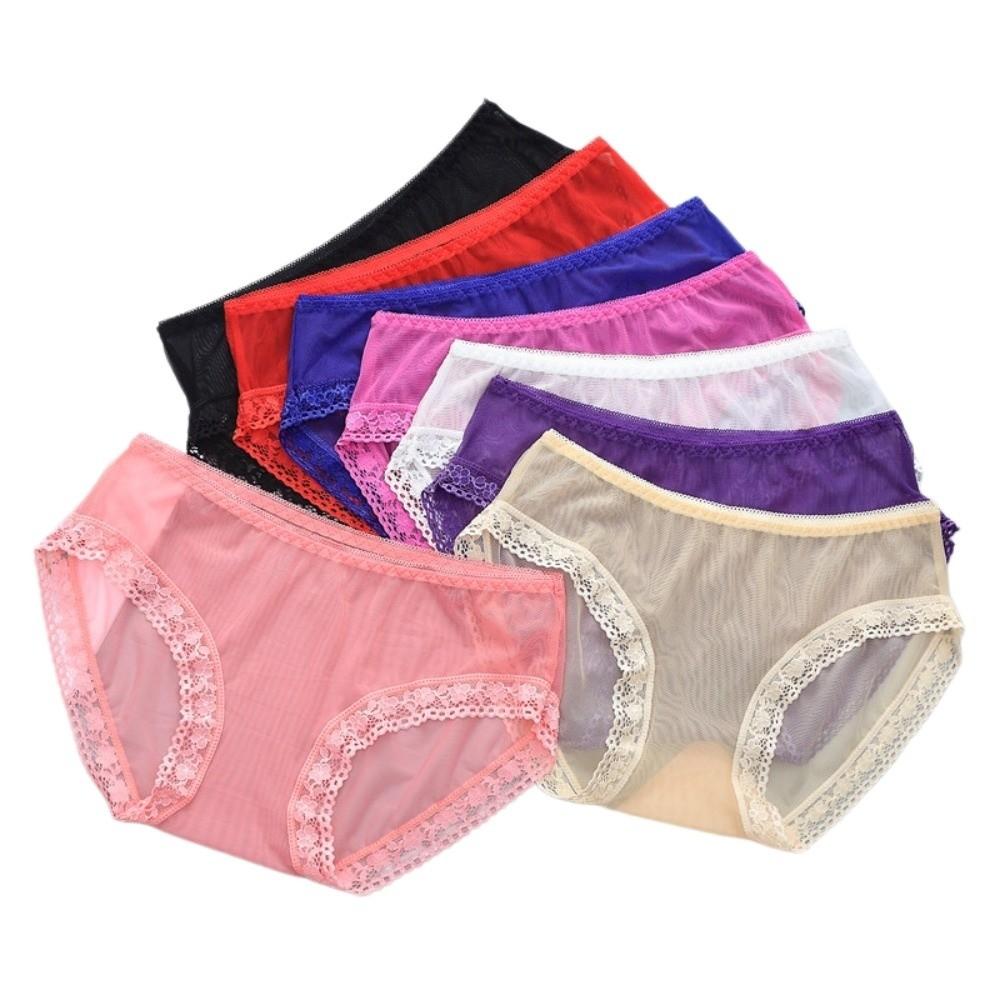 Fashion Low Waist Sheer Mesh Lace Thong Seamless Transparent Lace Flower Briefs Women Hollow One-piece Romantic T Panties Ladies