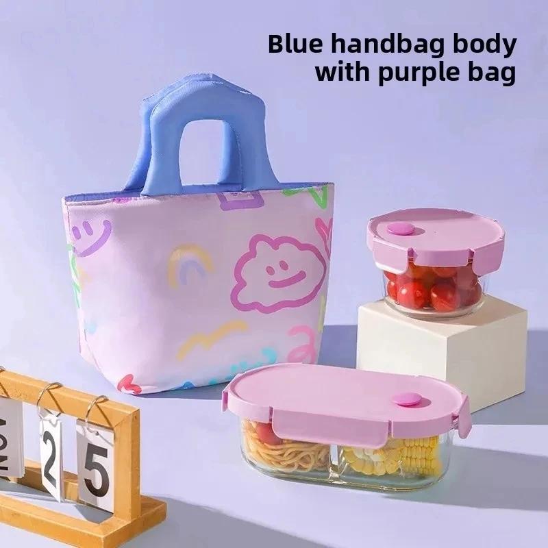 Handheld bento bag, cartoon insulated bag, aluminum foil lunch bag, thickened insulated lunch box bag, student bento bag