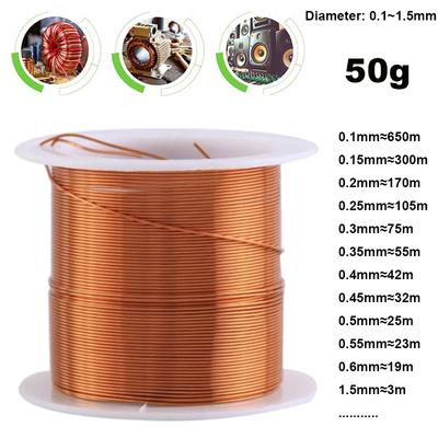 1-3 rolky 50g medený drôt 0,1~1,5mm kábel medený drôt magnetový drôt medený lakovaný drôt smaltovaný medený drôt vinutia