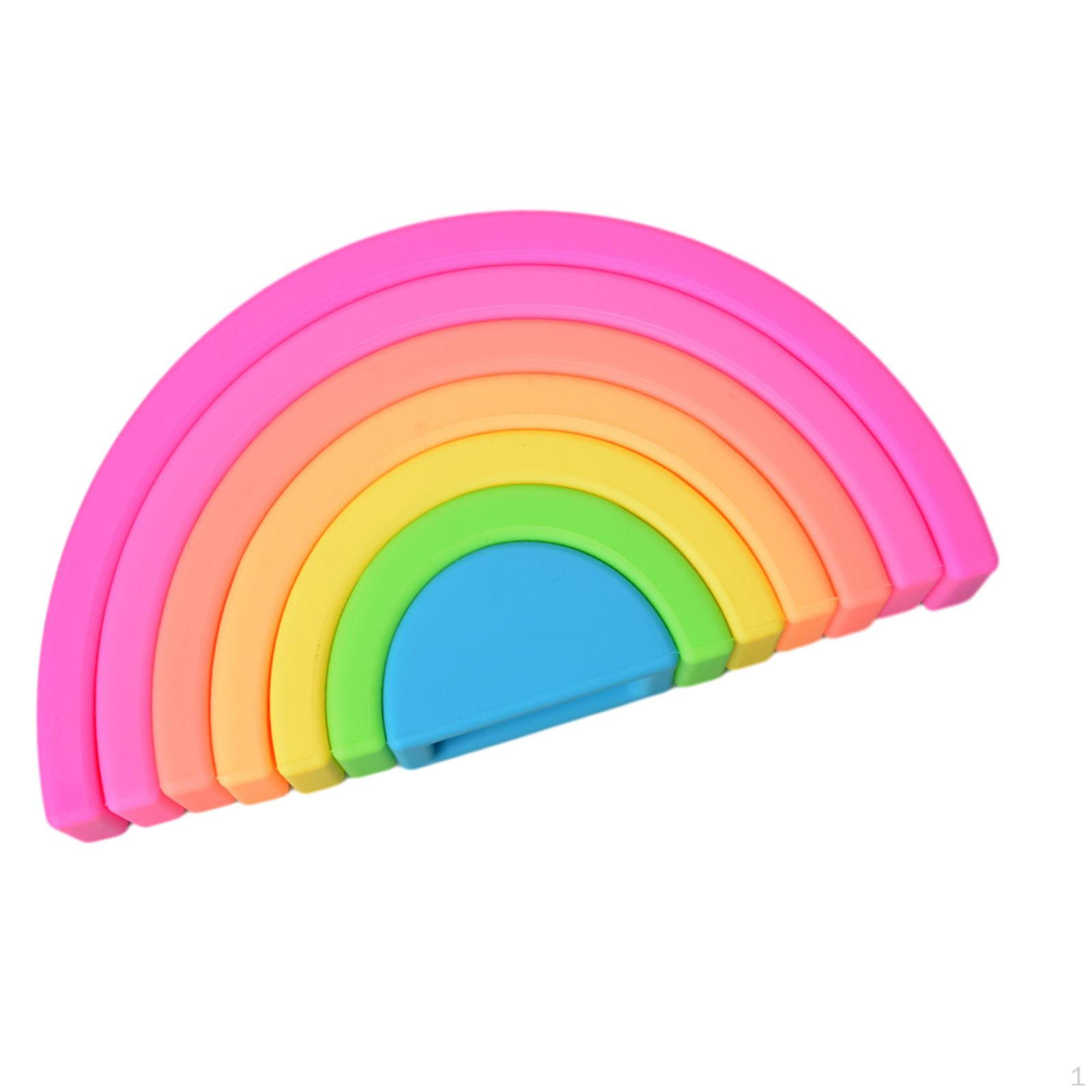 

7 Piece Wooden Montessori Toy Rainbow Stacker Develop Hand Eye Coordination Stacking Building Blocks Style A