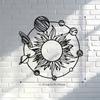 1pc Iron Sun Planets Wall Decor 11.81 Inch Solar System Sculpture for Indoor Outdoor Farmhouse Living Room Garden Patio Educational Astronomy Art