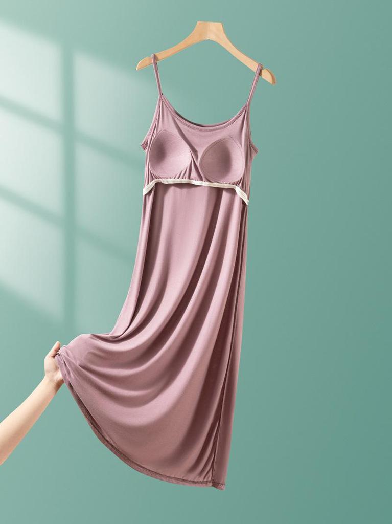 Modal Strappy Built-in Bra Summer Sleeveless Dress for Women 2025