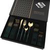 24pcs Pink Gold Dinnerware Set Knife Forks Spoon Cutlery Set with Gift Box Stainless Steel Spoon Flatware Kitchen Tableware