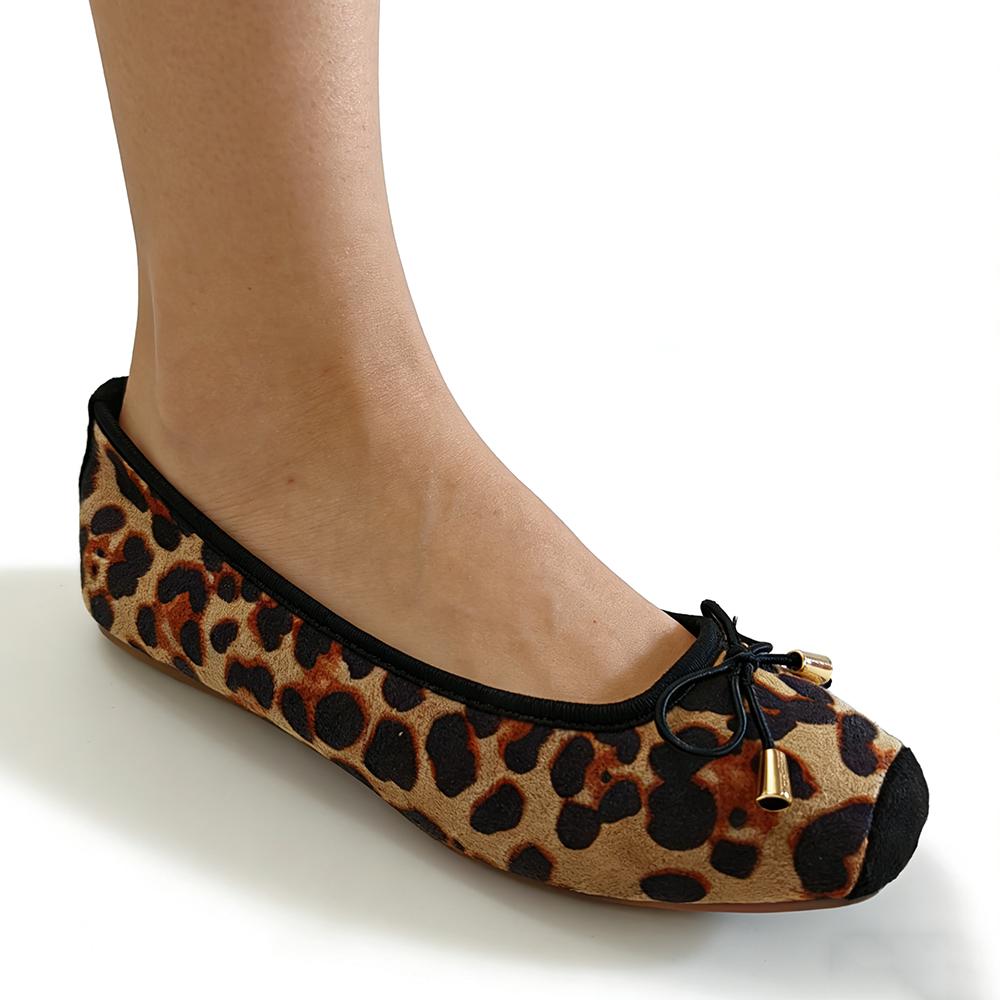 Women Classic Leopard Ballet Flats Square Toe Non-slip Flat Casual Slip-on Lightweight Shoes Daily Wear Plus Size 42