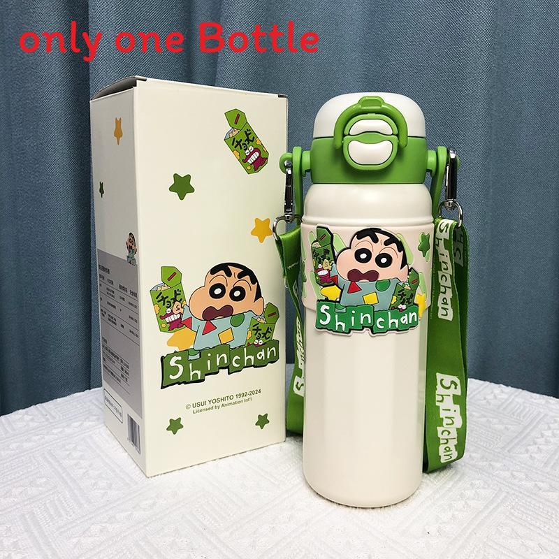 Crayon Shinchan Kids Travel Insulated Water Bottle With Straw Handle For Outdoor Activities
