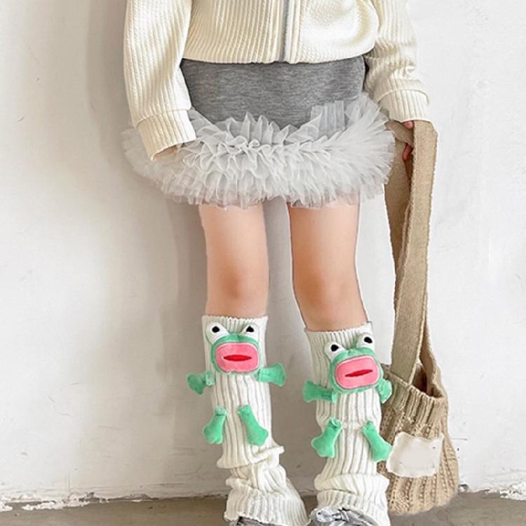 Fashionable Women Girl's Novelty Cartoon Leg Covers Footwear Funny 3D Ugly Frogs Dolls Knitted Leg Warmers Boot Toppers
