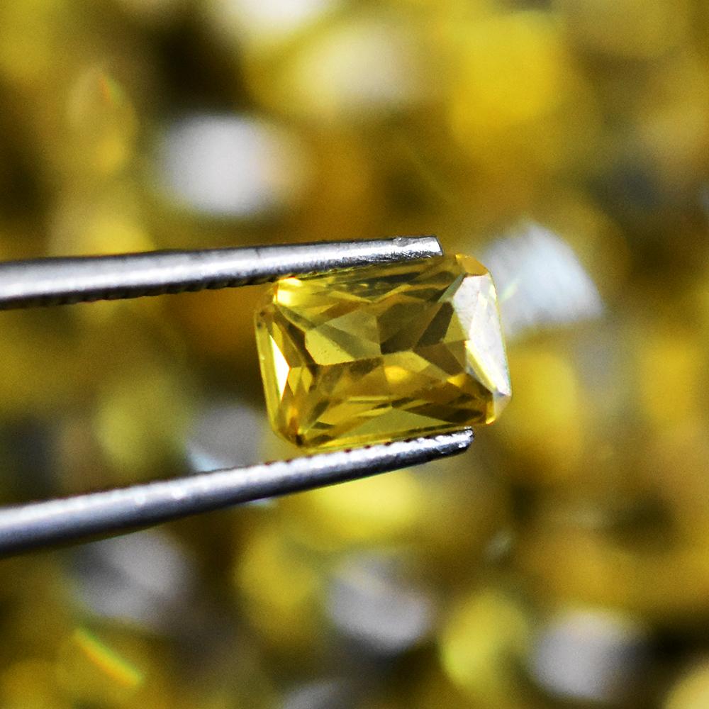 NATURAL Yellow Sapphire 12 Pcs 7x5 mm AA++ Certified Emerald Cut Gemstone Lot