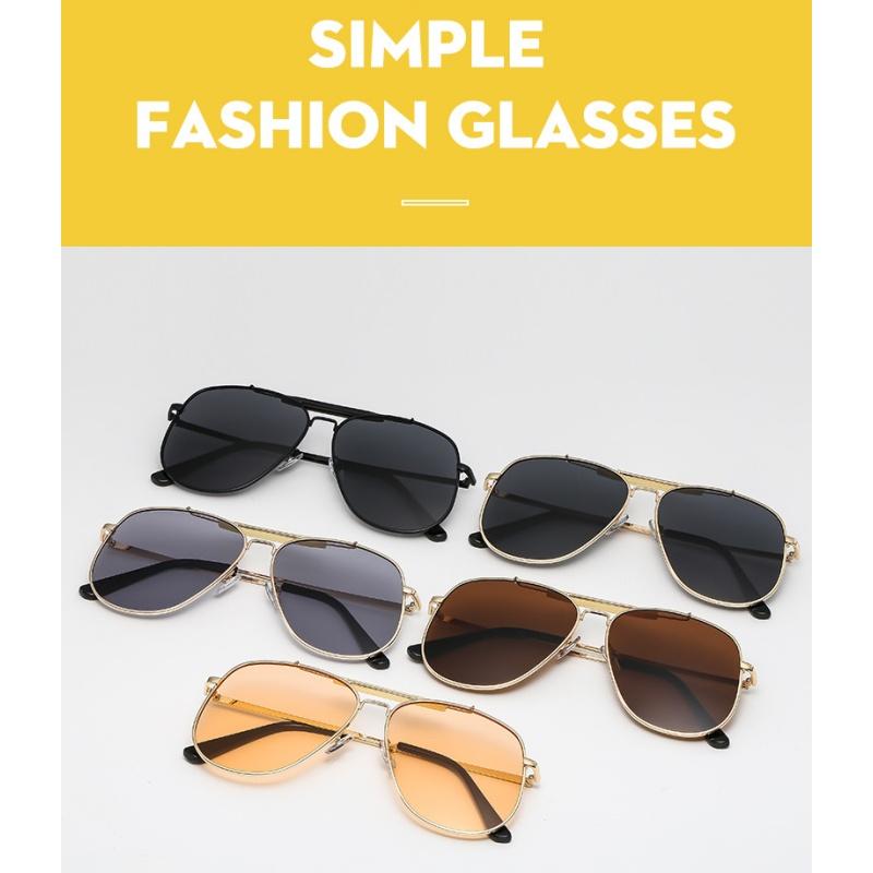 Women's sunglasses, men's and women's fashion large-frame double-beam metal sunglasses
