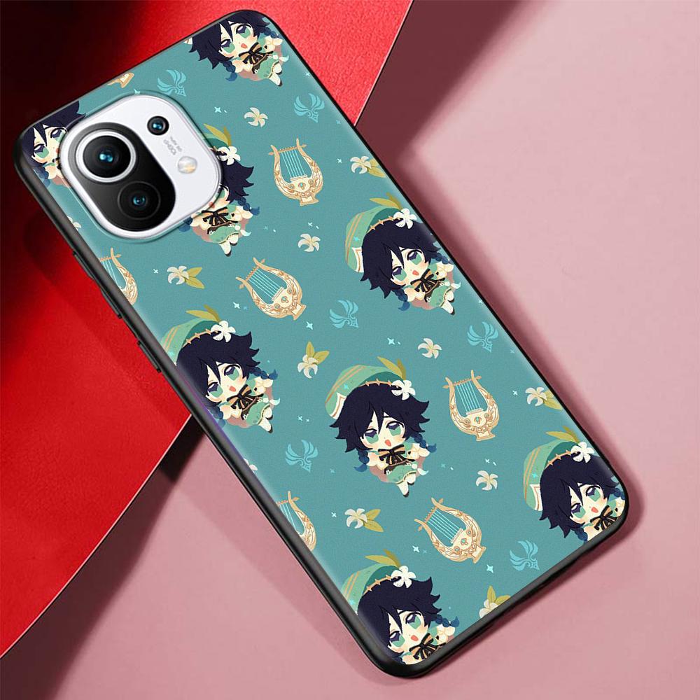 Cartoon Genshin Impact Case for Xiaomi Mi 11 Ultra 11T 10T 9T Pro Note 10 A2 9 8 Lite A3 CC9E 10S CC9 A1 Black Soft Phone Cover