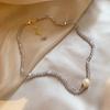 Womens Baroque Freshwater Pearl Crystal Beaded Clavicle Necklace