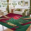Crystal Velvet Square Rug Custom NameEngland Rugby Pattern Non Slip Home Floor Decor Rug