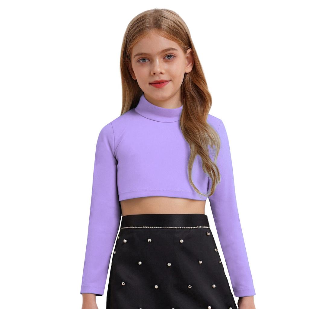 Kinder Mädchen Classic Hip Hop Jazz Dance Crop Top Ballett Tanz Performance Kostüm Langarm Sport T-Shirts