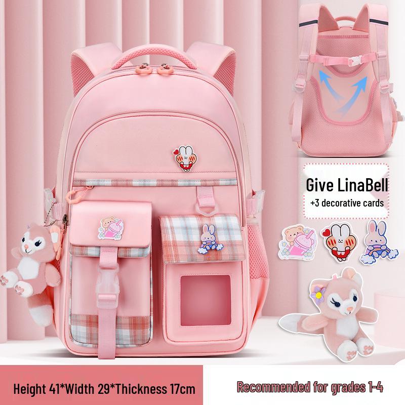 Leichter Kinderrucksack mit Rückenschutz, Klassen 1-6, Doppelschulter, Großes Fassungsvermögen, Handgriff