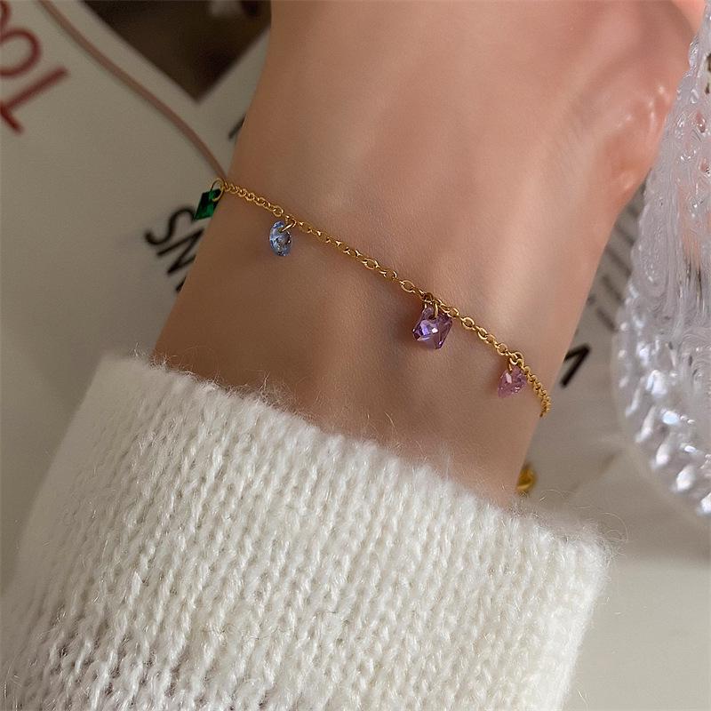 Bracciale Arcobaleno Zirconi 7 Colori Estate Dolce Sogno Coreano, Placcato Oro 18K