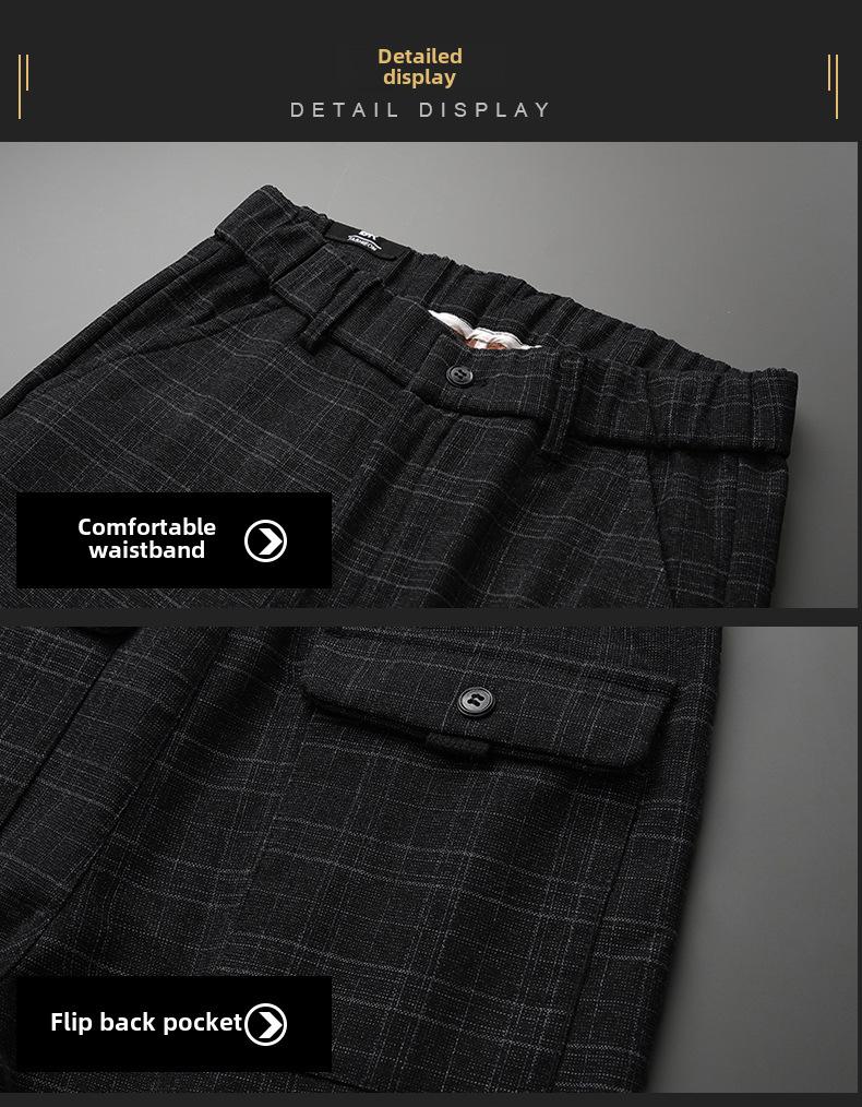 Men's Slim Fit Plaid Casual Pants for Spring and Autumn