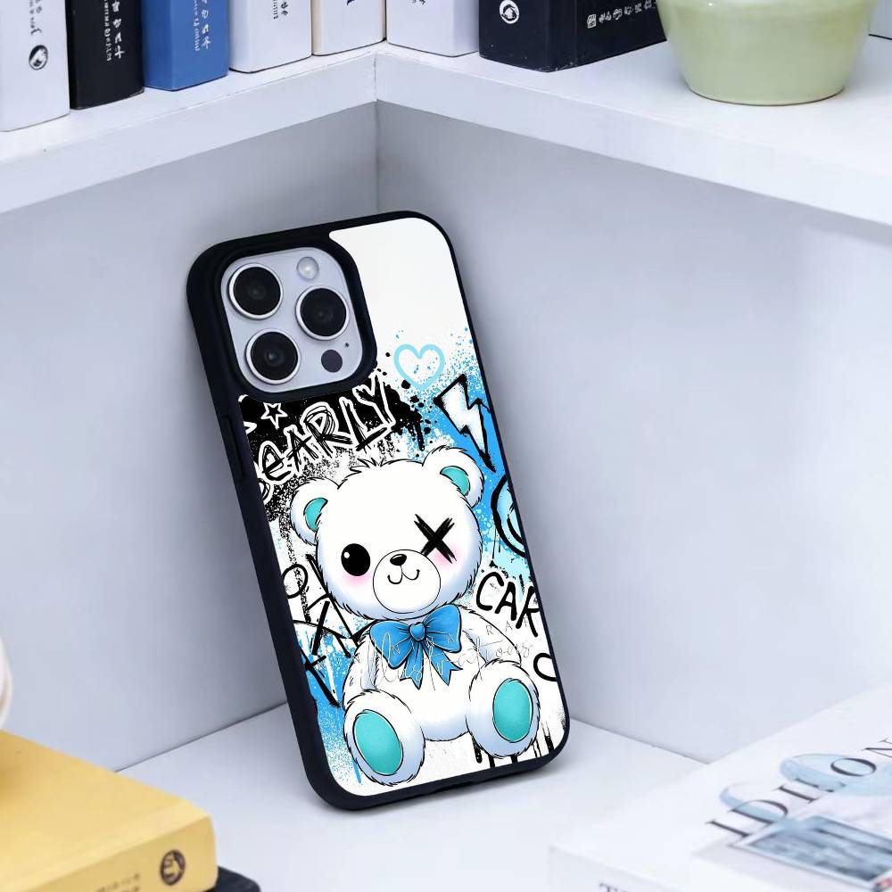 HOT Colorful Graffiti Bear Phone Case For iPhone 14,16,15,13,17,12,Plus,Pro,Max Magnetic For Magsafe Frosted Cover
