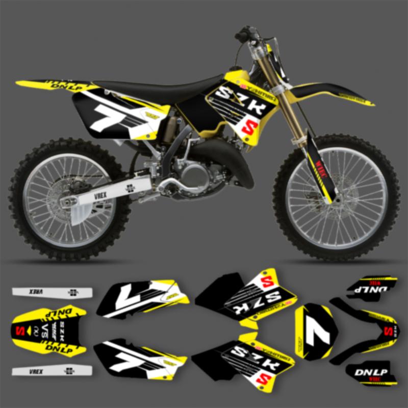 PowerZone Custom Team Motorcycle Graphic Decal Stickers Kit For SUZUKI RM250 2001-2012 RM125 250cc Name Number Custom