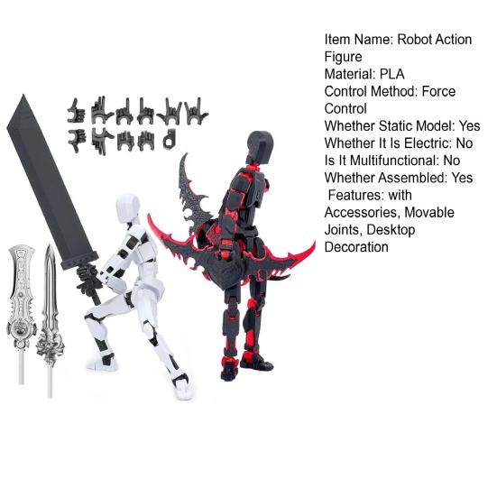 3D-gedruckte Roboter-Actionfigur mit Zubehör, bewegliche Gelenke, Robotermodell, Spielzeug, artikulierte Dummy-Figur, Dekoration für Zuhause und Büro, Ornament