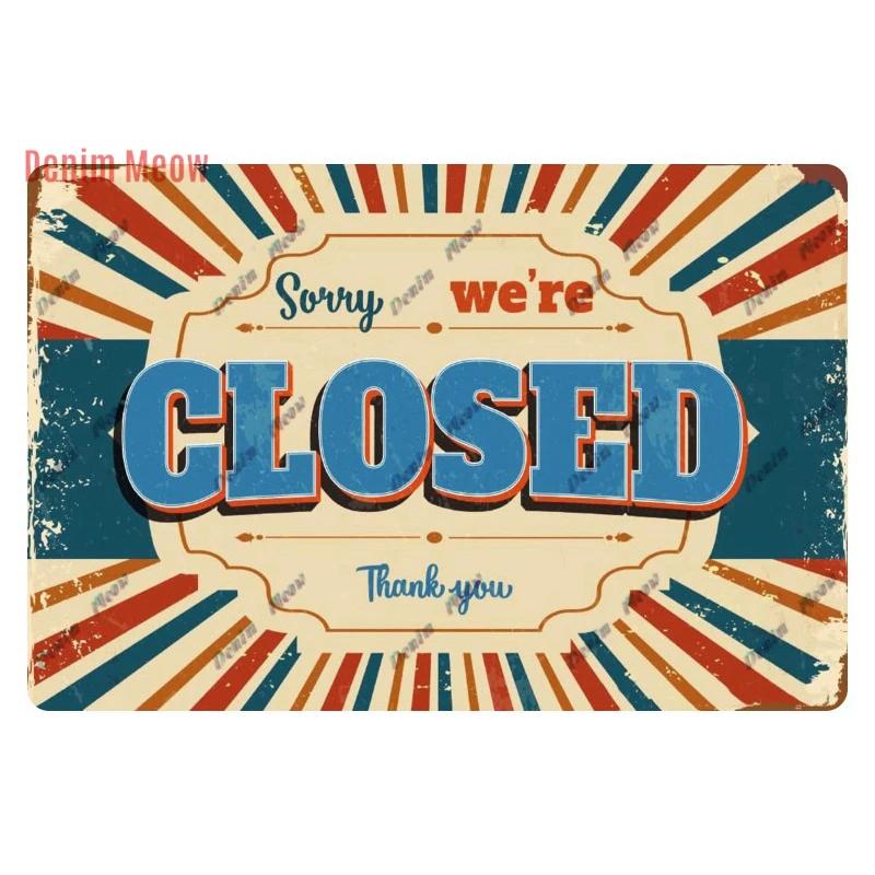 Vintage Open/Closed Wall Sign,retro Bar Open Metal Tin Plaque, Come in, Welcome Wall Decor, for Bar Club,Man Cave Poster, WY279