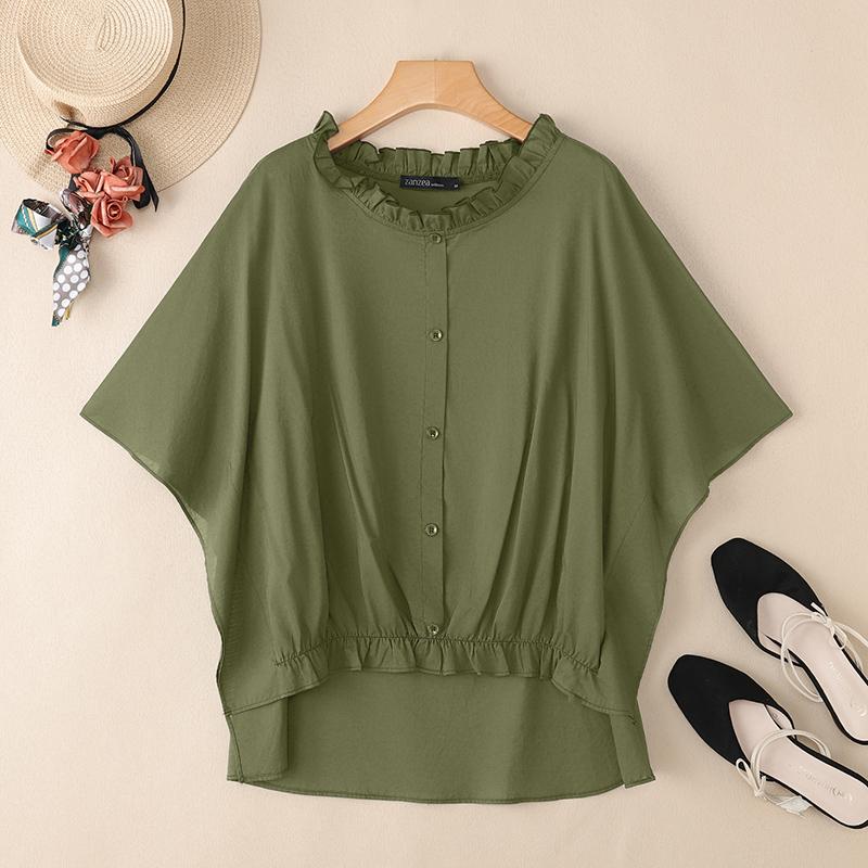 ZANZEA Bluză lejeră casual cu gât rotund și mâneci 3/4