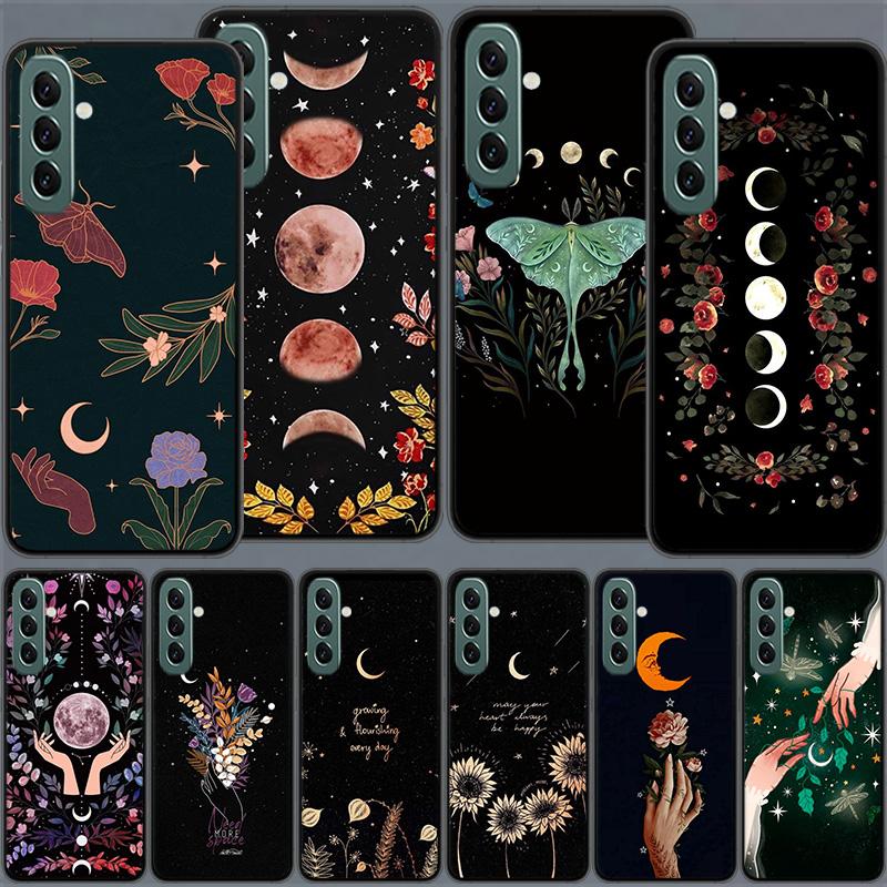 Luxury Moon Star Flower Phone Case for Samsung A54 A14 A24 A34 A17 A37 A57 A55 A35 A25 A15 A07 A05S A04S A12 A22 A32 A52S A72 Ga