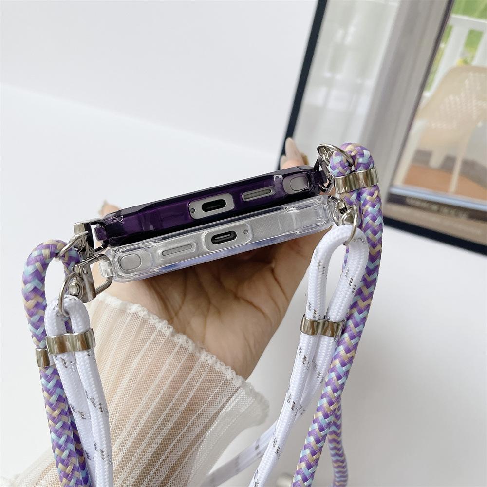 Adjustable Crossbody Lanyard Phone Case for Samsung S26/Apple iPhone 16 Pro Max with Stand & Drop Protection