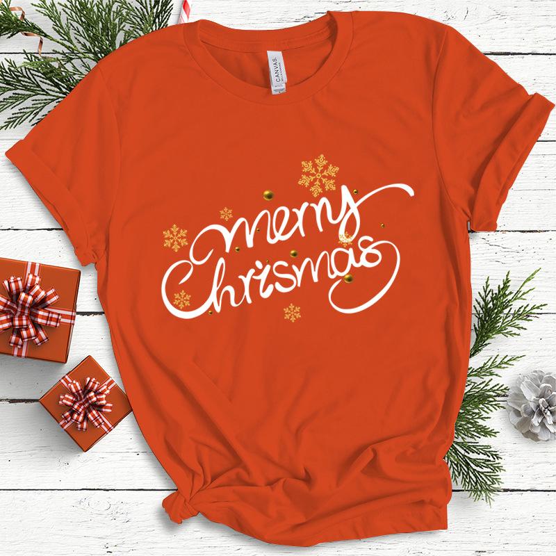 Baumwolle Damen Oberteil Weihnachten Kokette Schleife Bedruckt High Street Trendy Mode Pullover T-Shirts Damen