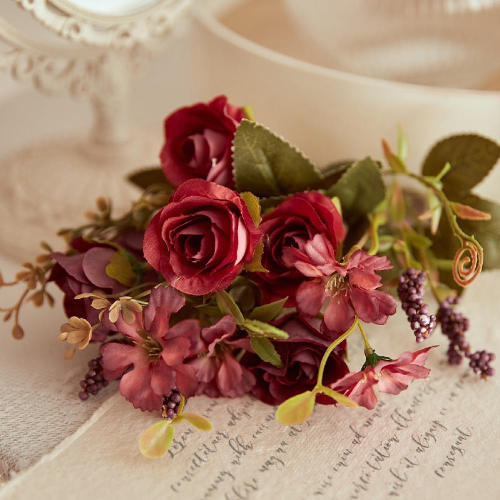 Artificial Flowers Silk Rose DIY Branch Bouquet for Wedding Home Decoration Fake Plants For Party Home Decorative Rose Floral