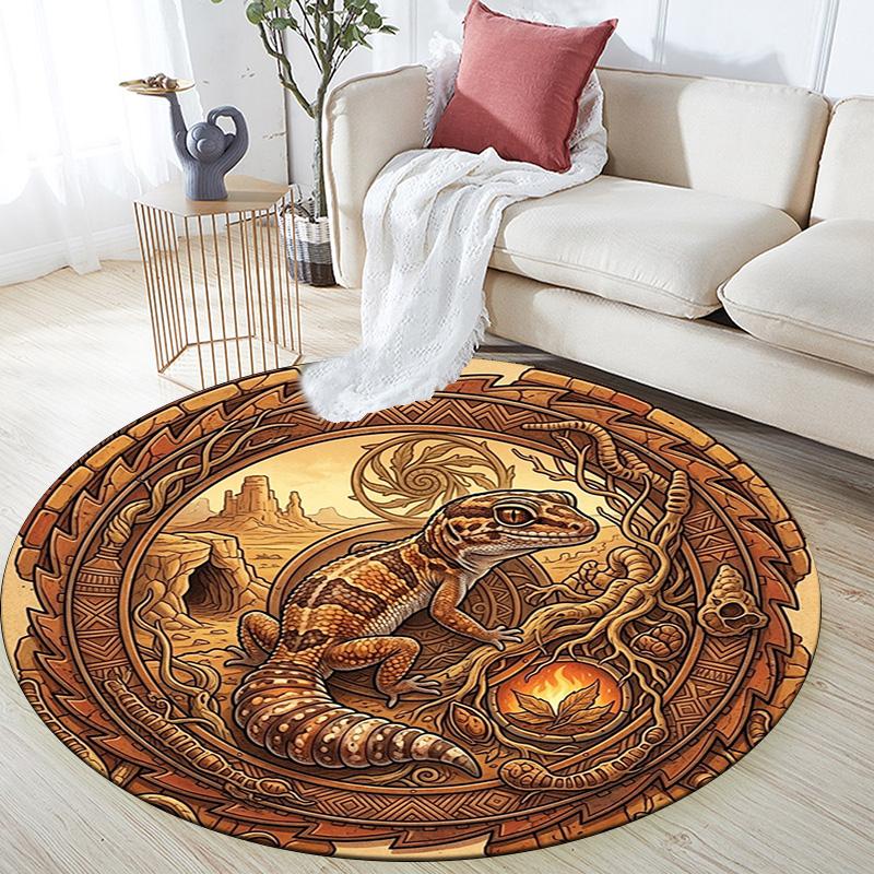 Desert Lizard Mythology Round Area Rug Under Office Chairs Bedroom Living Room Home Decor