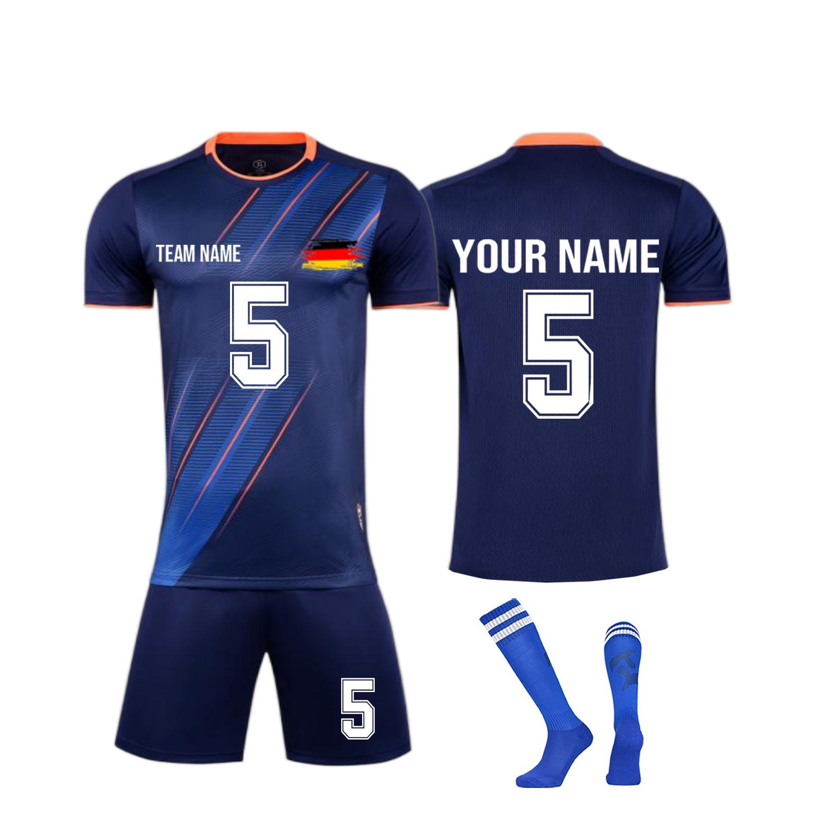 Men’s Soccer Jersey Set Short Sleeve Shirt Shorts and Socks Athletic Quick Dry Uniform Kit for Training Match Team Sports 2XL чёрный