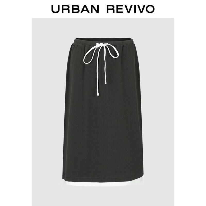 Women s Summer Color Block Faux Two-Piece Tie-Waist Skirt XL