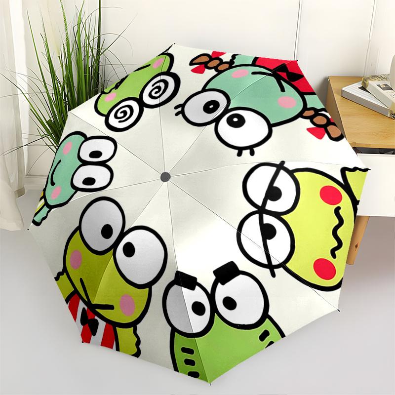 1pc Keroppi Frog Umbrella - Automatic Opening & Closing with Foldable Design, Iron Frame for Outdoor Use, Perfect Gift for Fans, Travelers, Everyday U