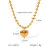 18K Gold Heart Pendant Necklace with Round Bead Chain in Titanium Steel – European & American Classic Style for Women