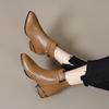 Pointed short boots women's autumn and winter metal buckle low-heeled cotton boots simple temperament fashion boots women's flat boots