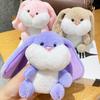 Doll Pendant Plush Keychain Soft Lop-Eared Rabbit Pendant with 360 Degree Rotating Metal Buckle Healing Stuffed Keychain
