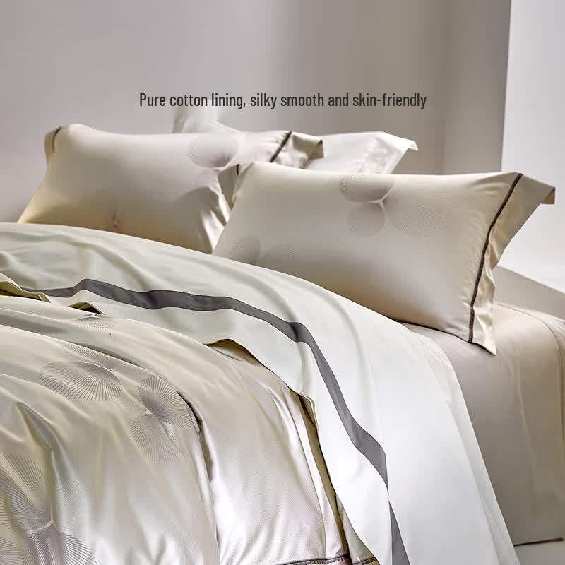 LUOLAI Home Textiles European Jacquard Cotton 4-Piece Bedding Set