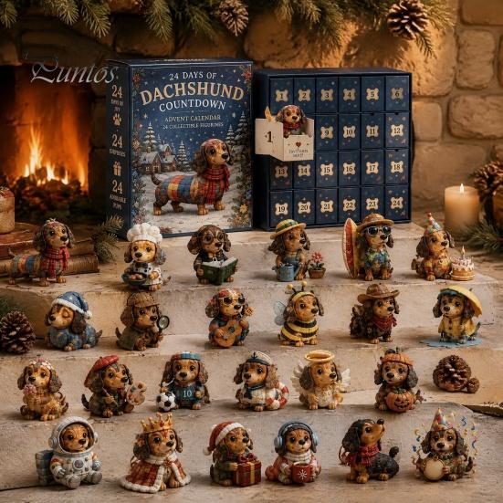Halloween Mantel Decor 24 Days Advent Calendar 2026, Mini Highland Cow/Horse/Dog Figures Christmas Countdown Home Calendar, 2D Acrylic Hanging