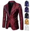 Men's Plus Size Court Style Dark Pattern Single Button Slim Fit Jacket