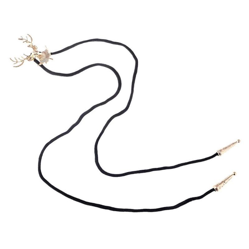 

Carved Elk Head Buckle Decors Bolo Tie for Men Bridegroom Wedding Necklace Western Cowboy Necktie Bolo Tie for Shirt