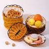 Plastic Food Plate Woven Fruit Tray New Bread Basket  Breakfast Cake Snack