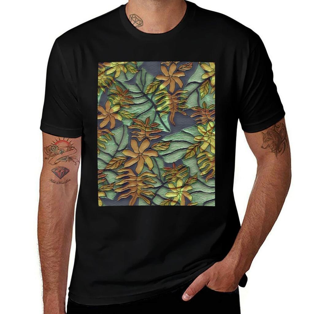 Tropical Mix In Oil Tshirt Plus Size Lightweight Tee Shirt Tshirt